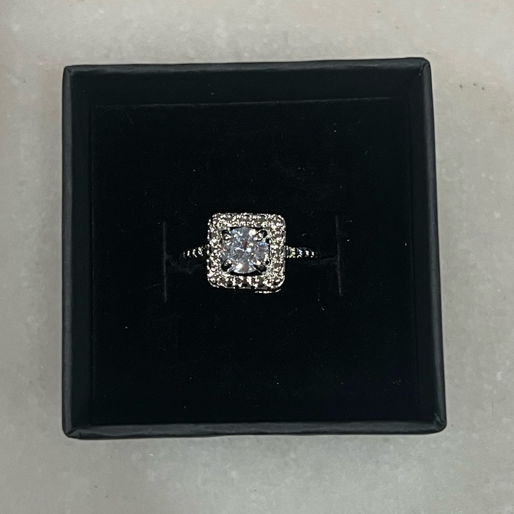 Sterling Silver Cushion Cubic Zirconia Ring